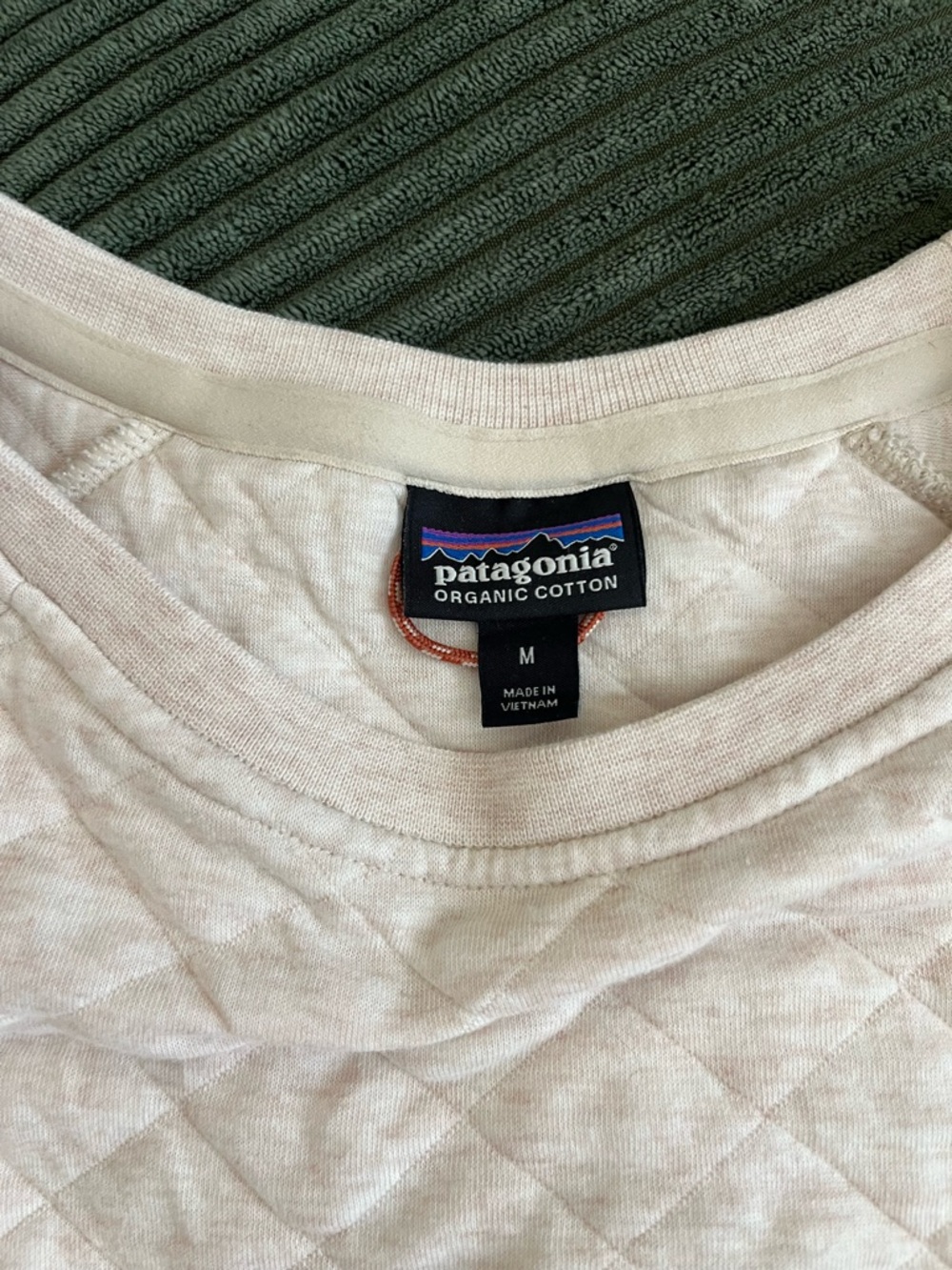 Patagonia Cream Organic Cotton Quilted Crew Sweatshirt M Medium - Picture 5 of 7